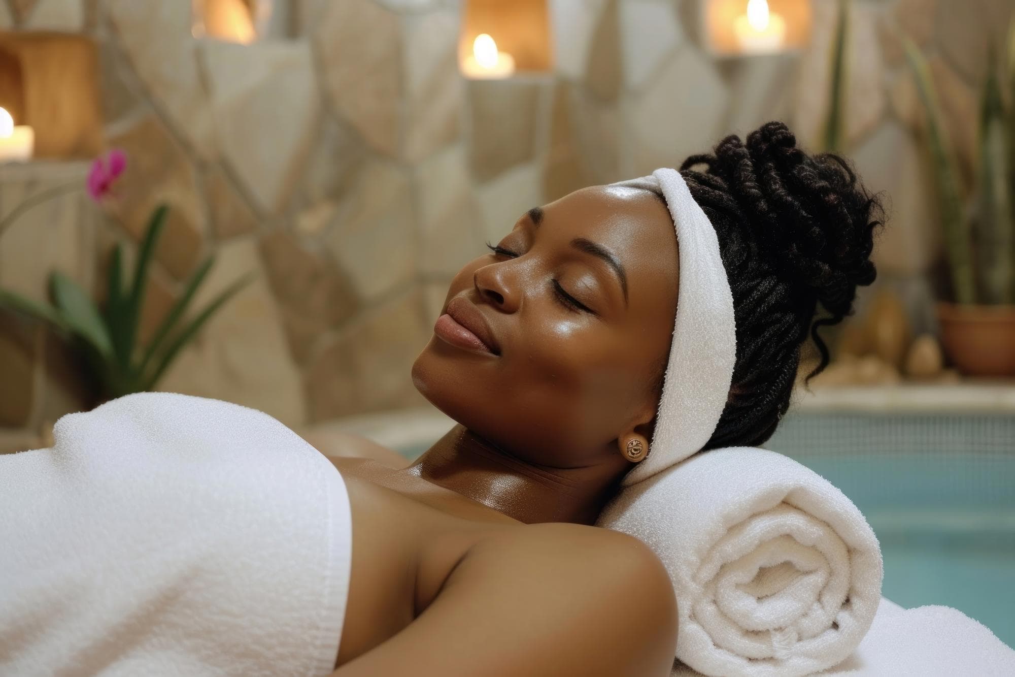 A guest relaxing during a spa treatment